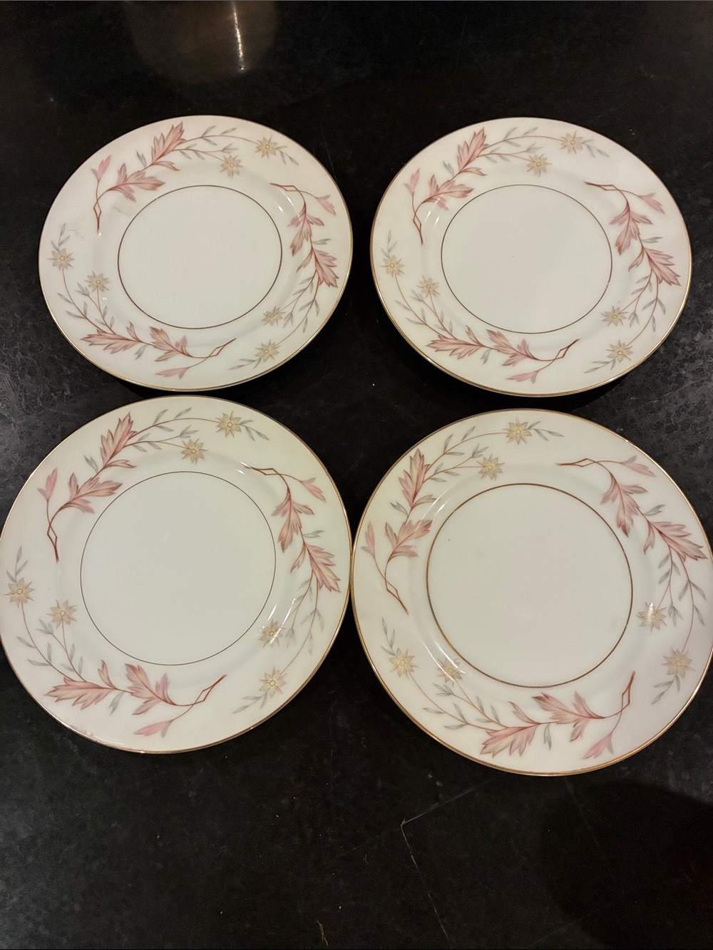 Vintage 1950’s Set of 4 Saucers Fine China by Harmony House Made in Japan